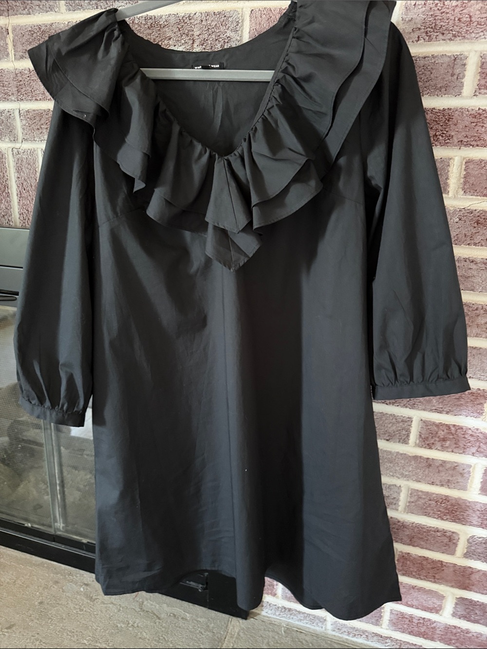Who What Wear Black Ruffle-Neck Tunic Dress